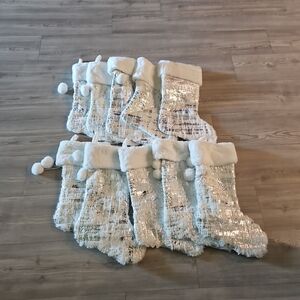 Sparkling White and Silver Holiday Stockings